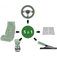 Комплект чехлов одноразовых Eurotec Green 5 пр (на сиденье, пол, руль, КПП, ручн тормоз), уп 100 шт