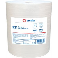 Бумага протирочная 2-х слойная Eurotec 221 33х35 см 1000 л белая, рулон 2/2