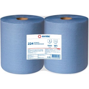Бумага протирочная 2-х слойная Eurotec 224 32х33 см 1000 л синяя, рулон 2/2
