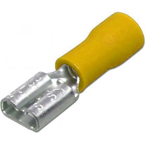 Клемма обжимная изолированная ножевая Eurotec 6.3 мм "мама" желтая , шт 100/100
