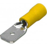 Клемма обжимная изолированная ножевая Eurotec 6.3 мм "папа" желтая, шт 100/100