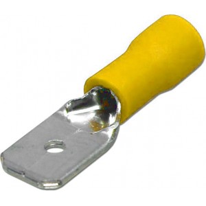 Клемма ножевая 6.3 мм "папа" изолированная желтая, шт 100/100