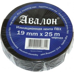 Лента изоляционная тканевая Avalon 19x0.25 мм черная, рулон 25 м 1/10